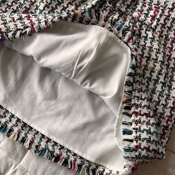 Leyden Tweed Houndstooth Raw Edge Skirt XS Multi - Picture 12 of 15